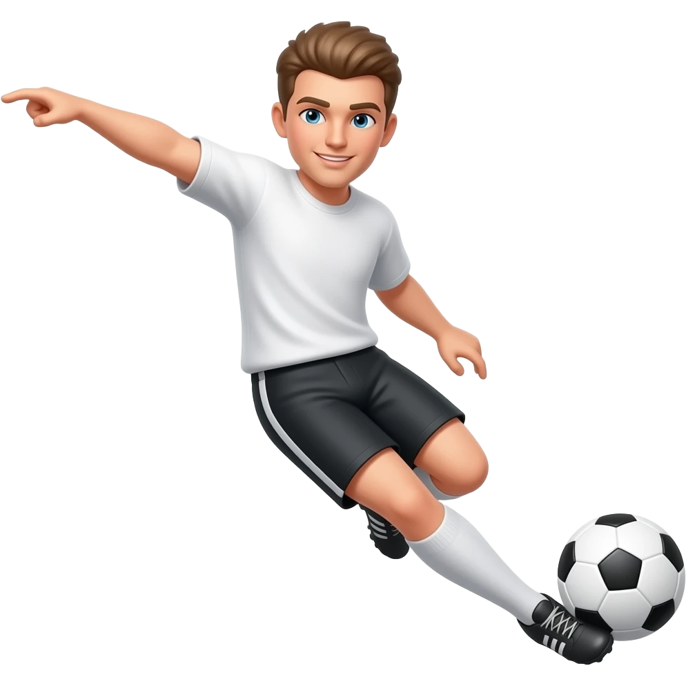Scoring a goal in white shirt and black shorts invert emoji