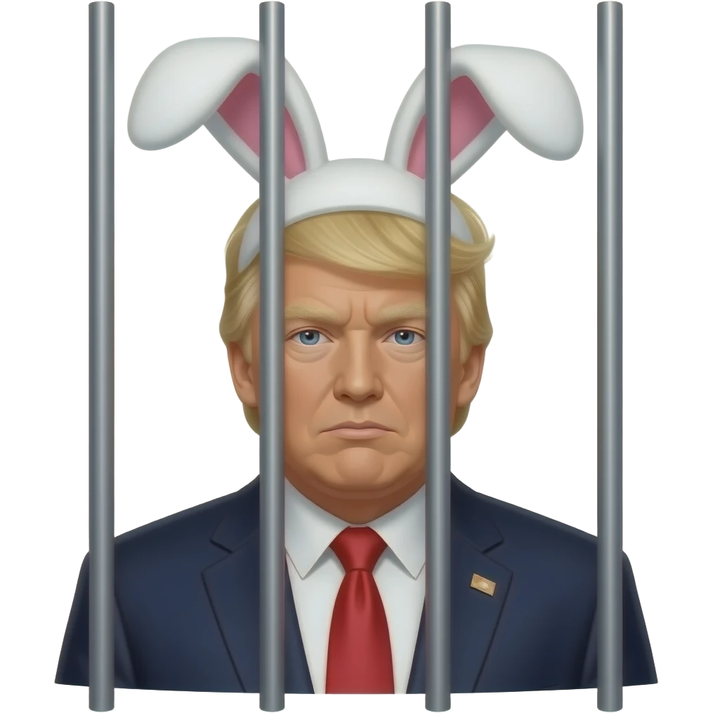 In bunny costume Trump behind bars emoji