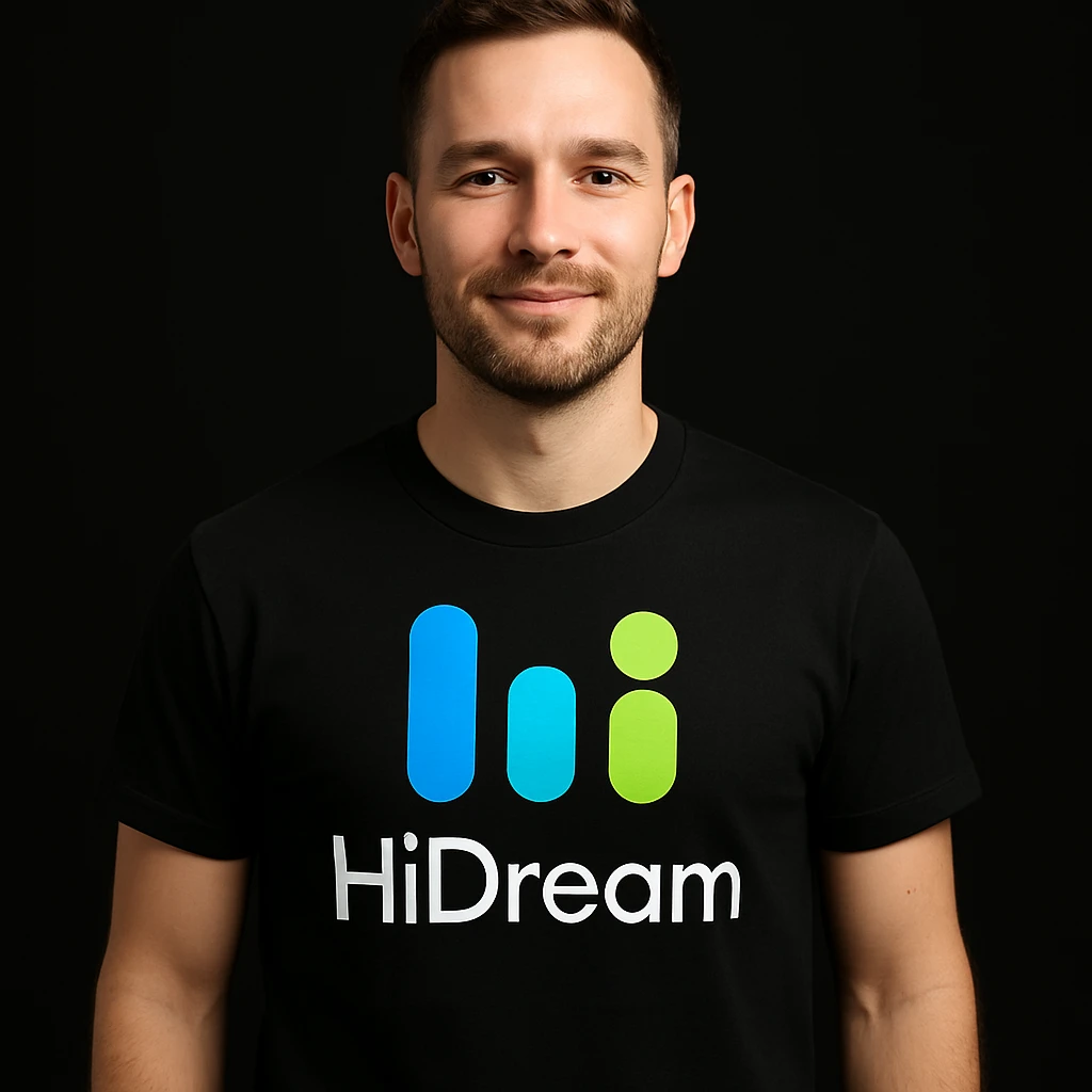 man wearing tshirt with this logo, dark background  emoji