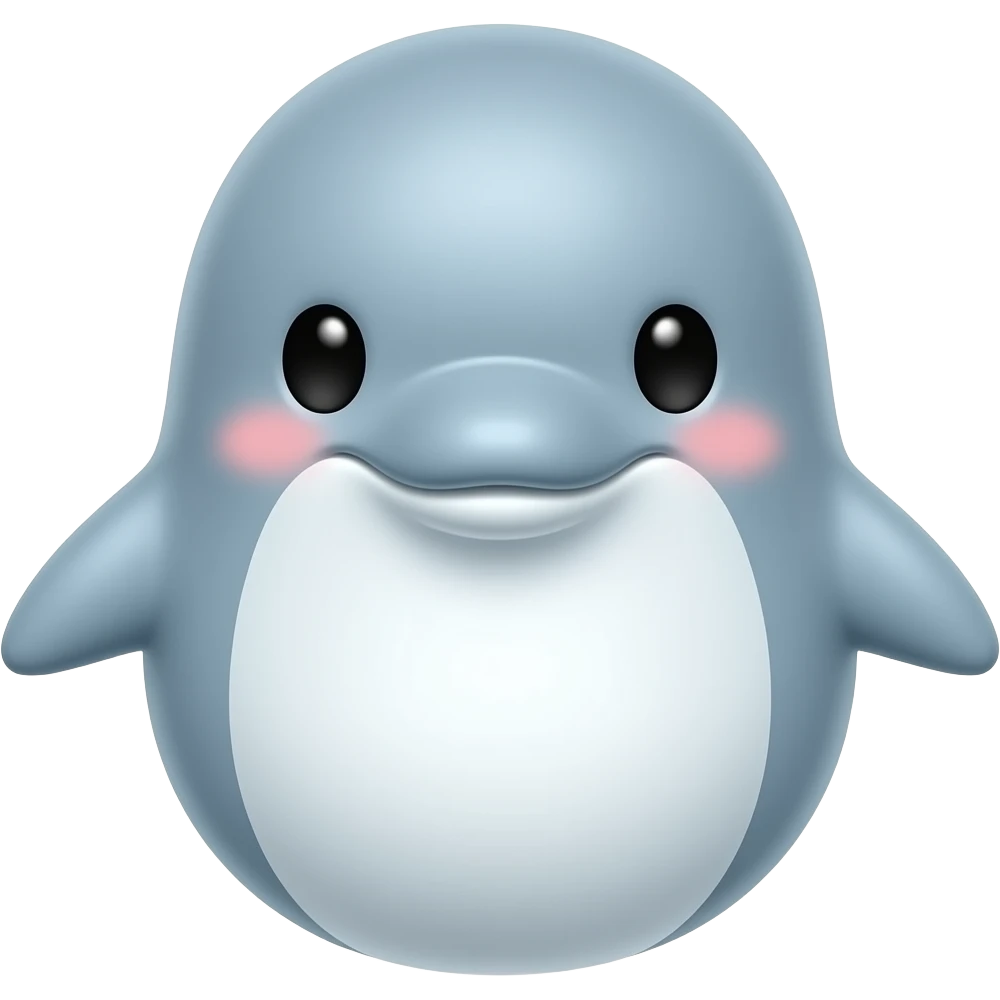 Cinematic Huggable Dolphin Portrait Emoji, Embracing a cuddly, rounded form with a soft, inviting emoji