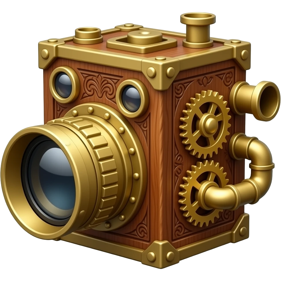 steampunk wooden camera obscura emoji