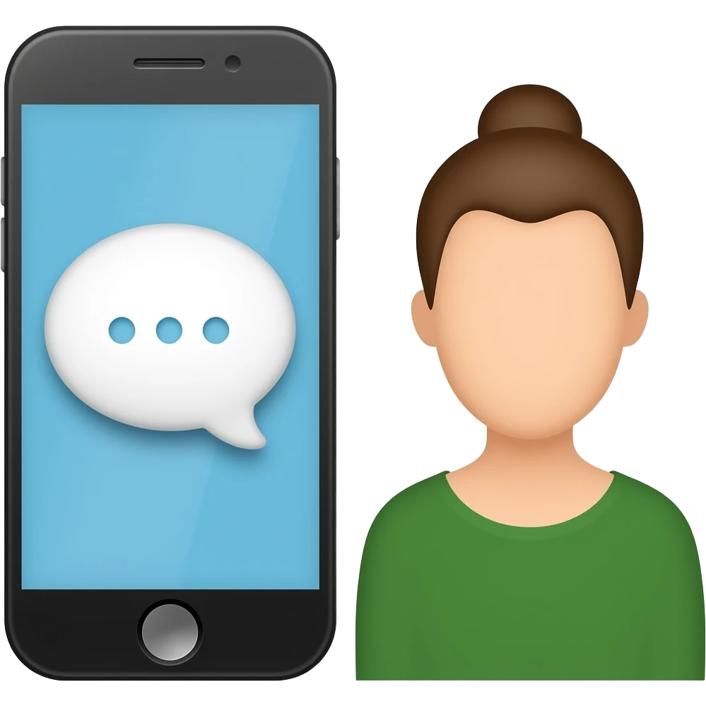 “split minimal icon: left side chatbot inside a phone, right side human therapist silhouette, representing comparison between digital support tool and therapist, academic clean vector style, transparent background” emoji