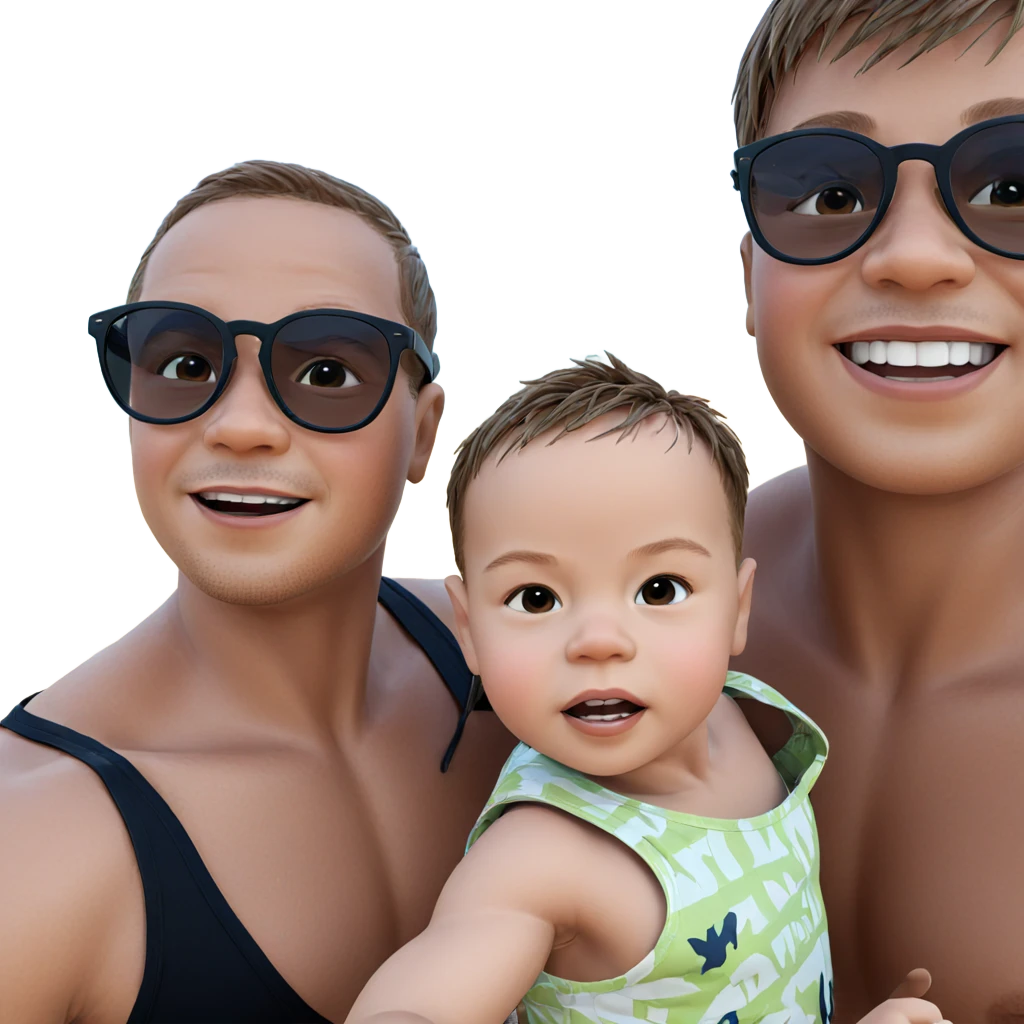 boys enjoying beach day emoji