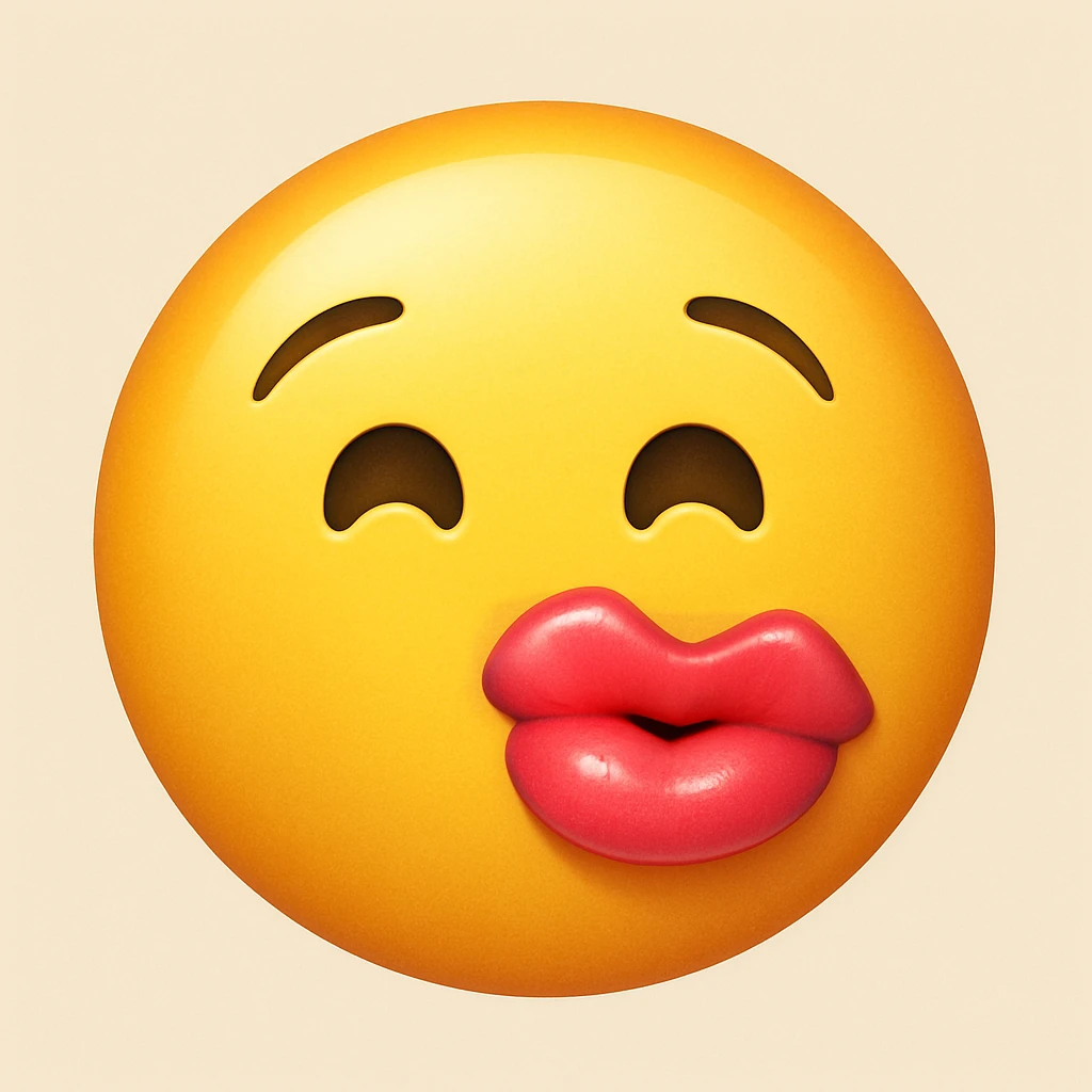 yellow face emoji with ombre lips emoji