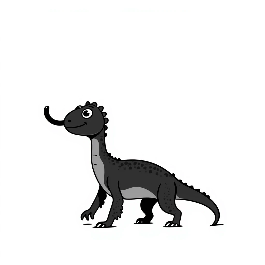 A komodo dragon walking with its tongue out, simple hand-drawn style emoji
