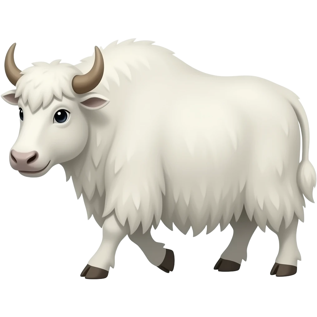 Cartoon white yak walking emoji