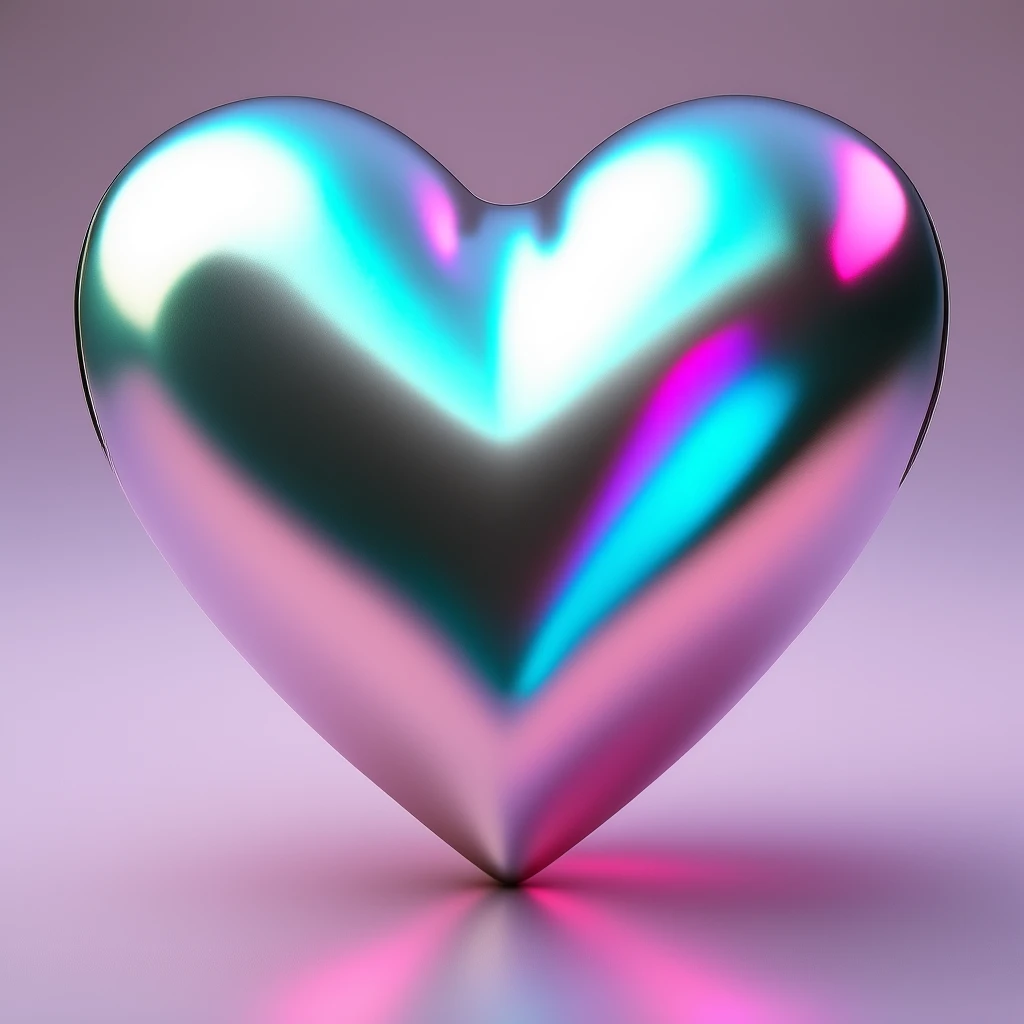 heart with a holographic silver finish emoji