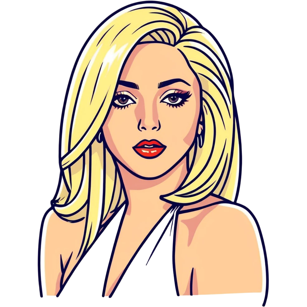 8k, 7000x7000px resolution, clean, smooth, thin lines, ultra detailed, hyperrealism, celebrity, best selling singer, highest grossing female artist of the year (2022) Lady Gaga, glossy, clean, vivid appearance emoji
