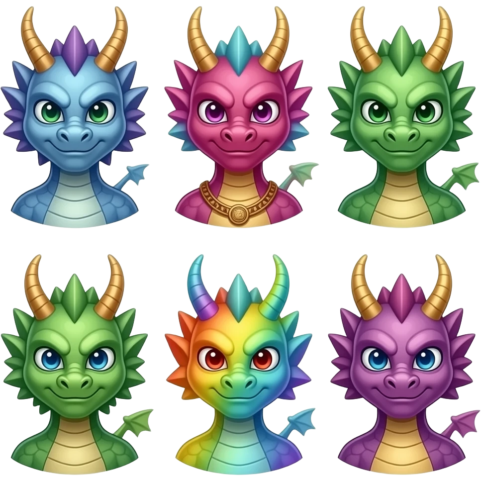 Legend of the dragon characters Ávila & Komi & tera & yeya & giga & rainb & teqw rainbow colors emoji