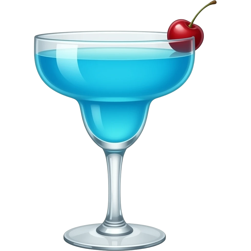 #A0F4F4 colored cocktail in margarita glass with a single small cherry on top emoji