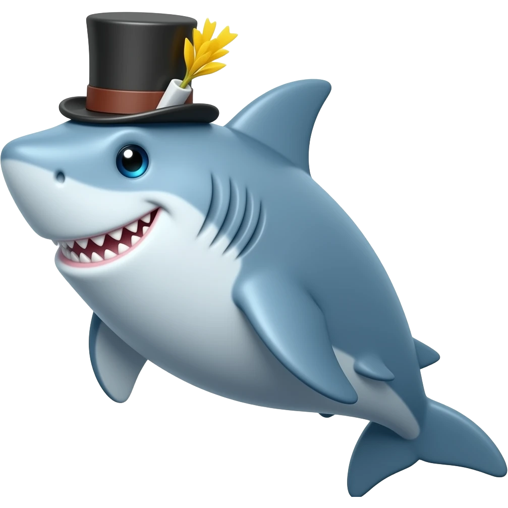 Shark with a top hat emoji