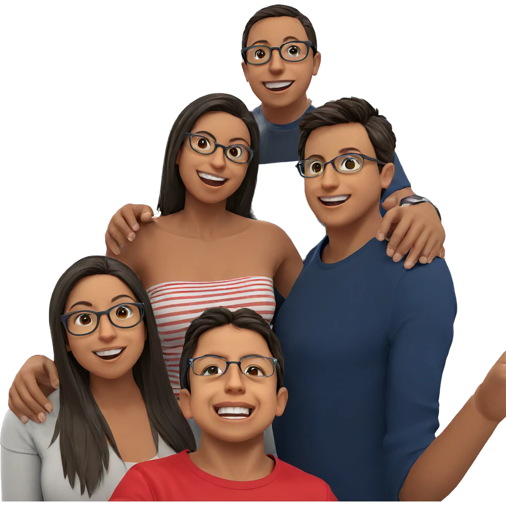 happy friends with glasses emoji