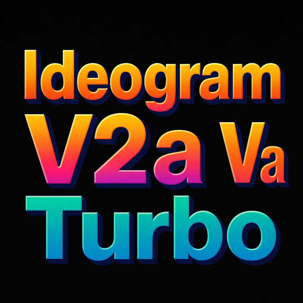 make a colorful text of "Ideogram V2a Turbo", black background emoji