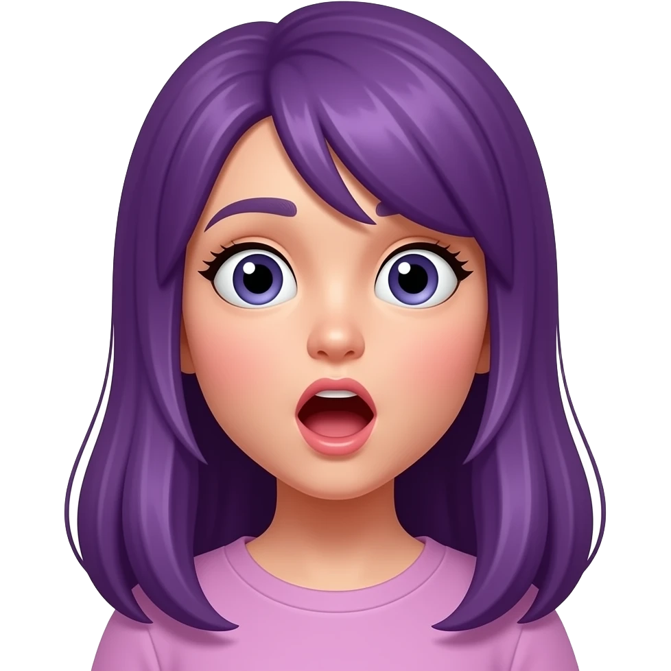 GIRL WITH LONG PURPLE HAIR IS SURPRISED emoji