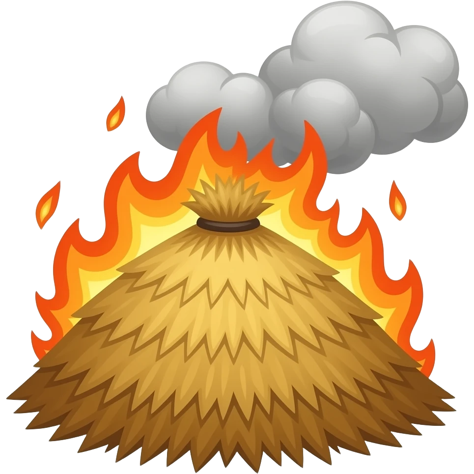 Burning haystack emoji