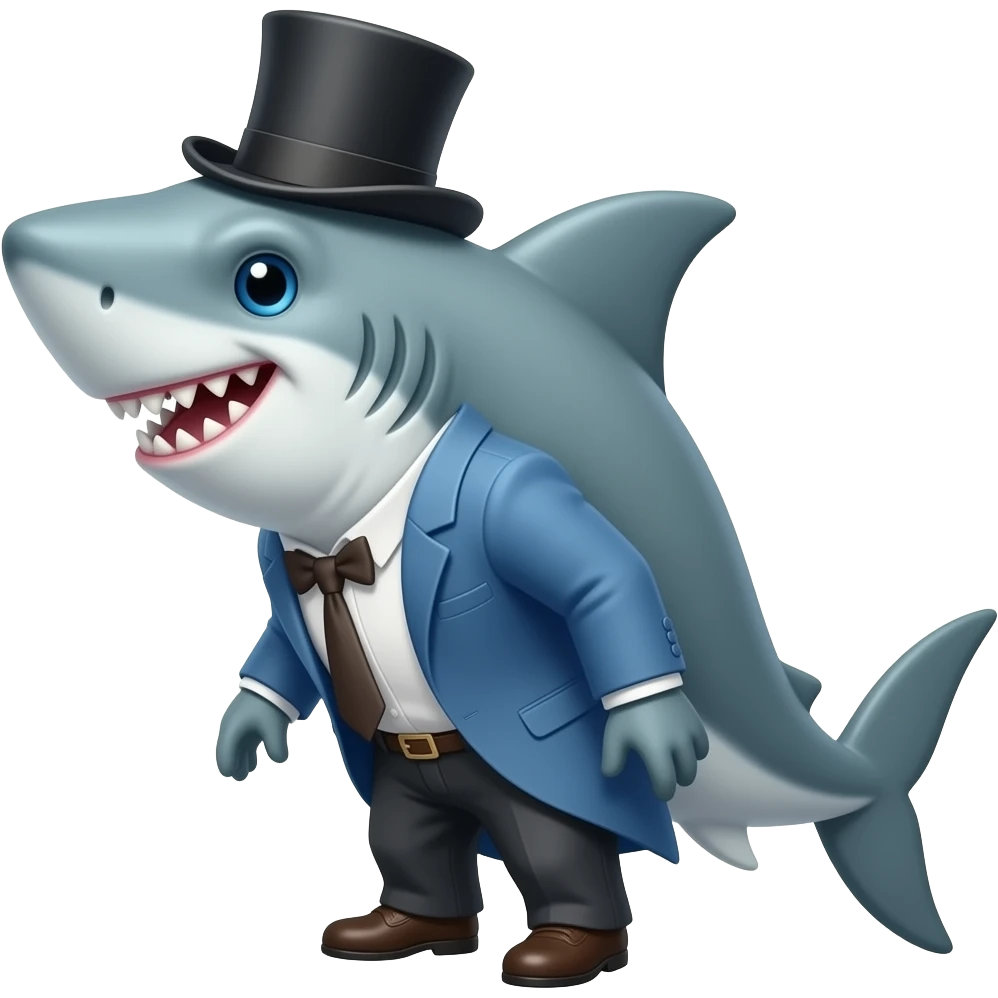 Shark with a top hat emoji