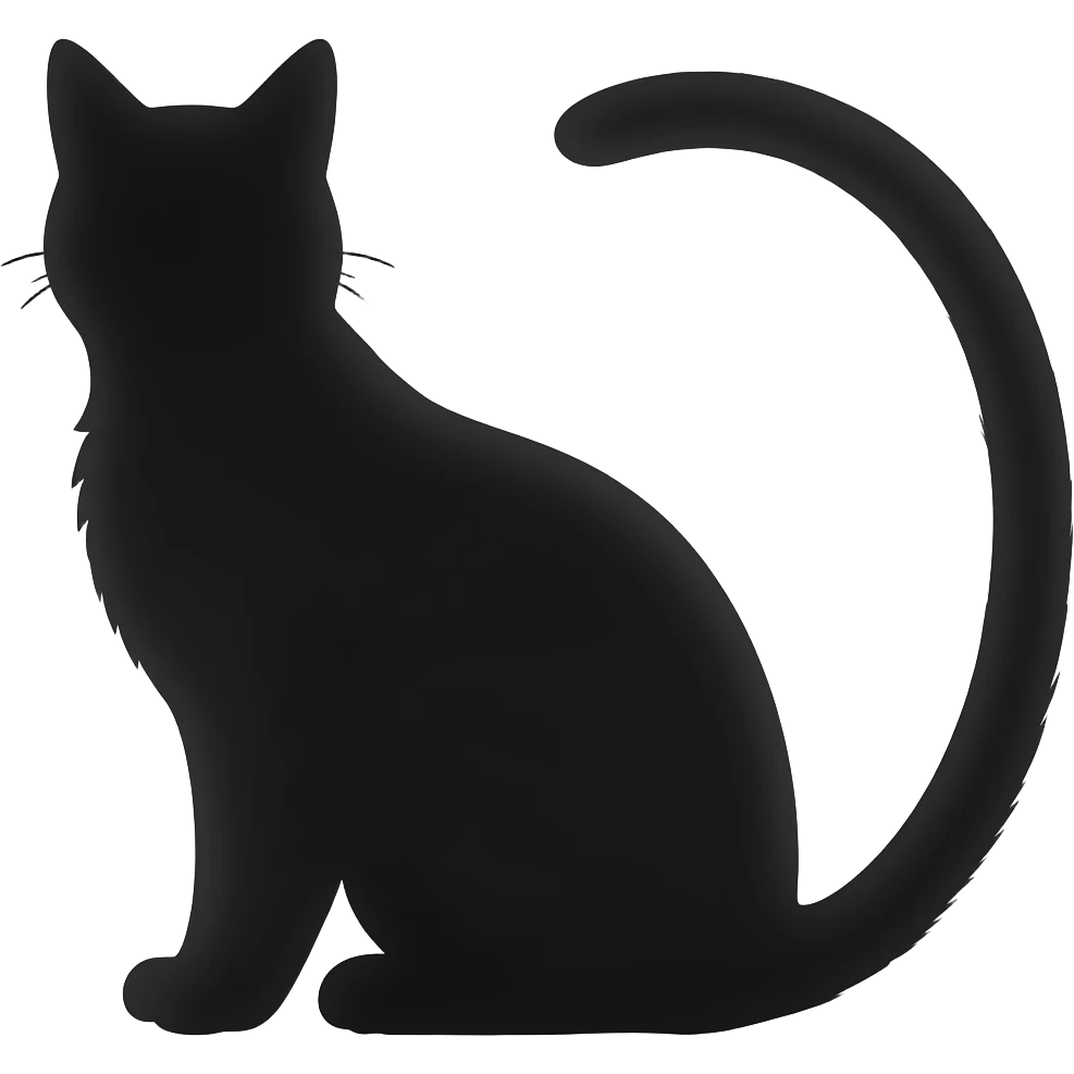 🐈Shadow of a cat, only the tail is visible, prominent and curved, minimalistic silhouette, on transparent background emoji