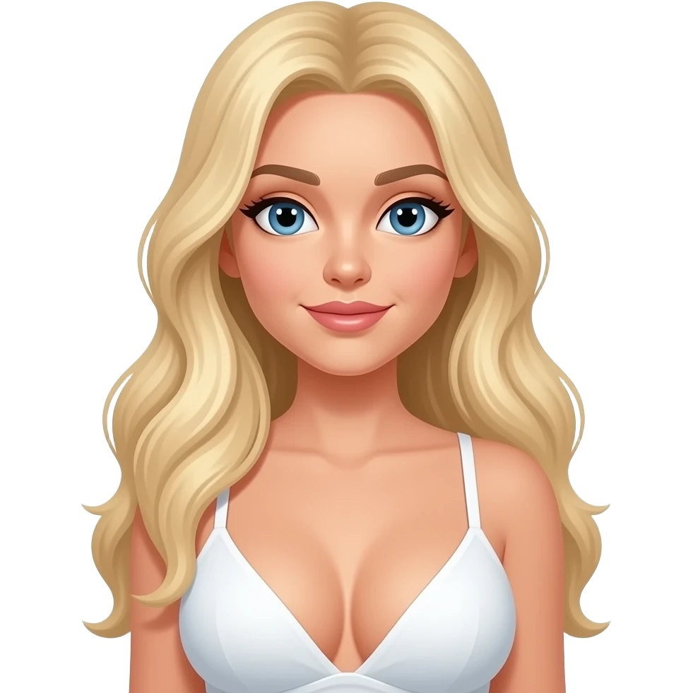 çok uzun saçlı büyük açık göğüslü sarışın kadın emojisi emoji