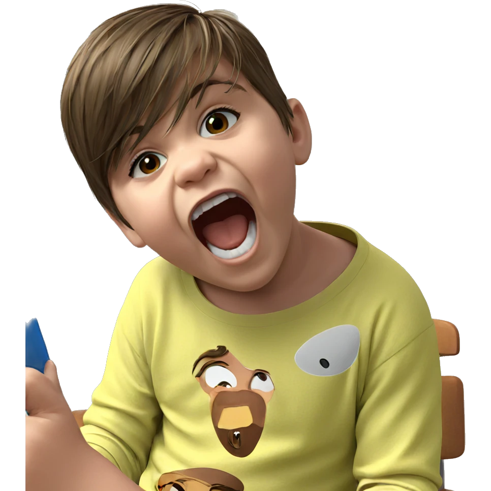 boy with brown hair indoors emoji