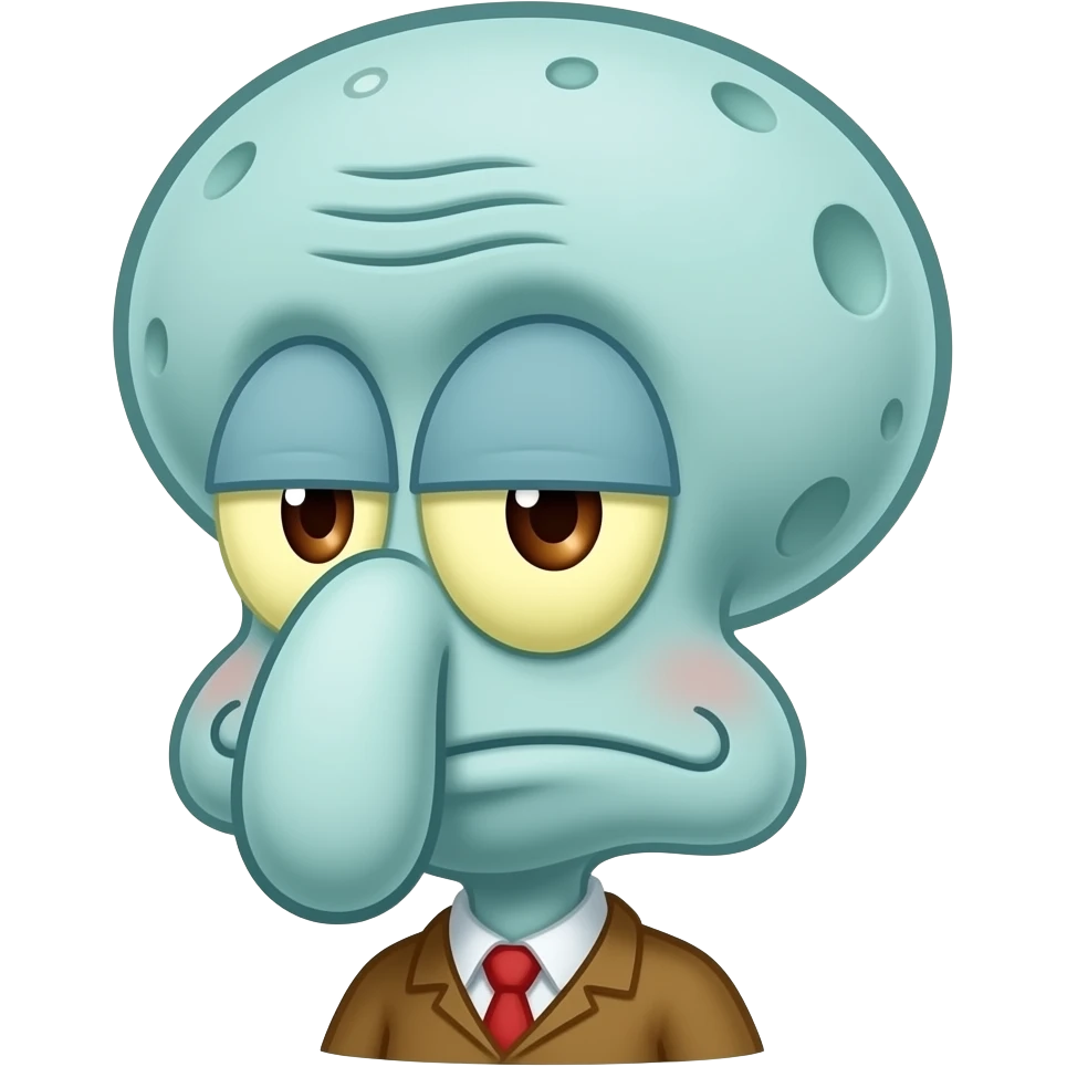 create a Squidward Tentacles emoji and remove Patrick Star and make his  head like in the cartoons and make it lean and like the original Squidward emoji