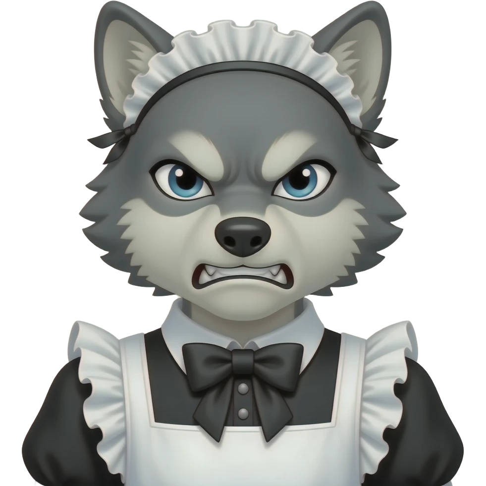 Alpha wolf angry femboy maid costume emoji