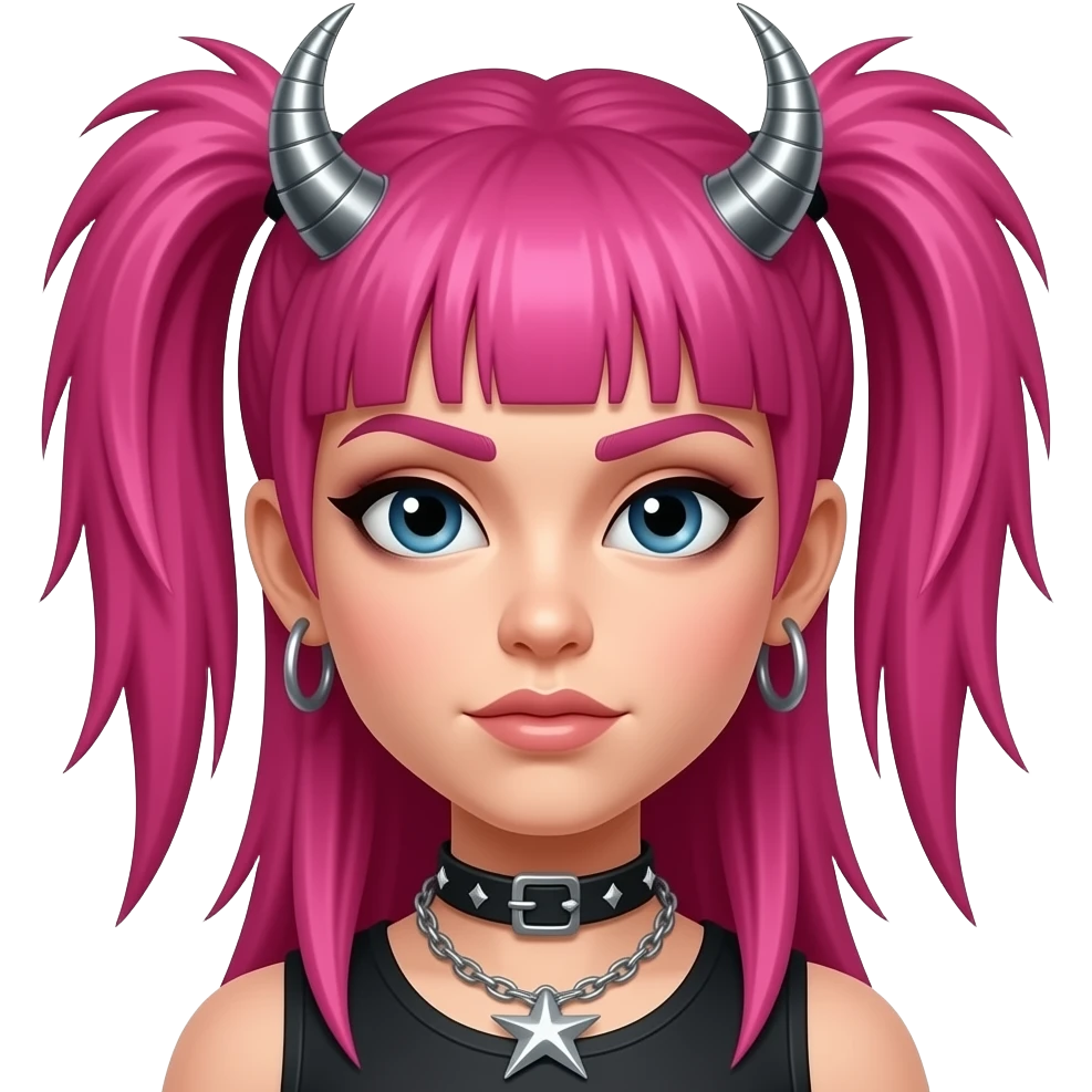 Pink freaky Haired heavy metal girl emoji