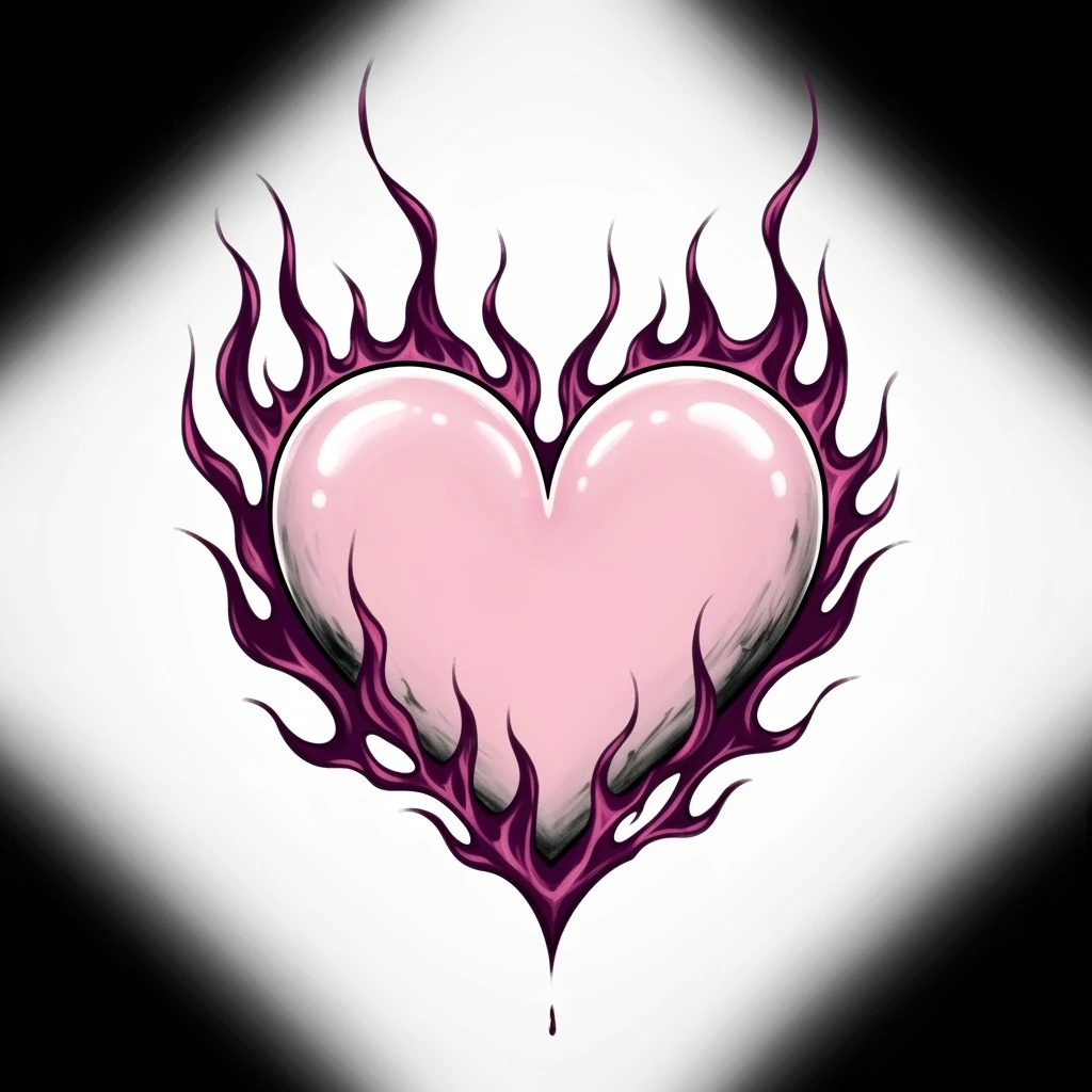 cute emo heart with flames emoji