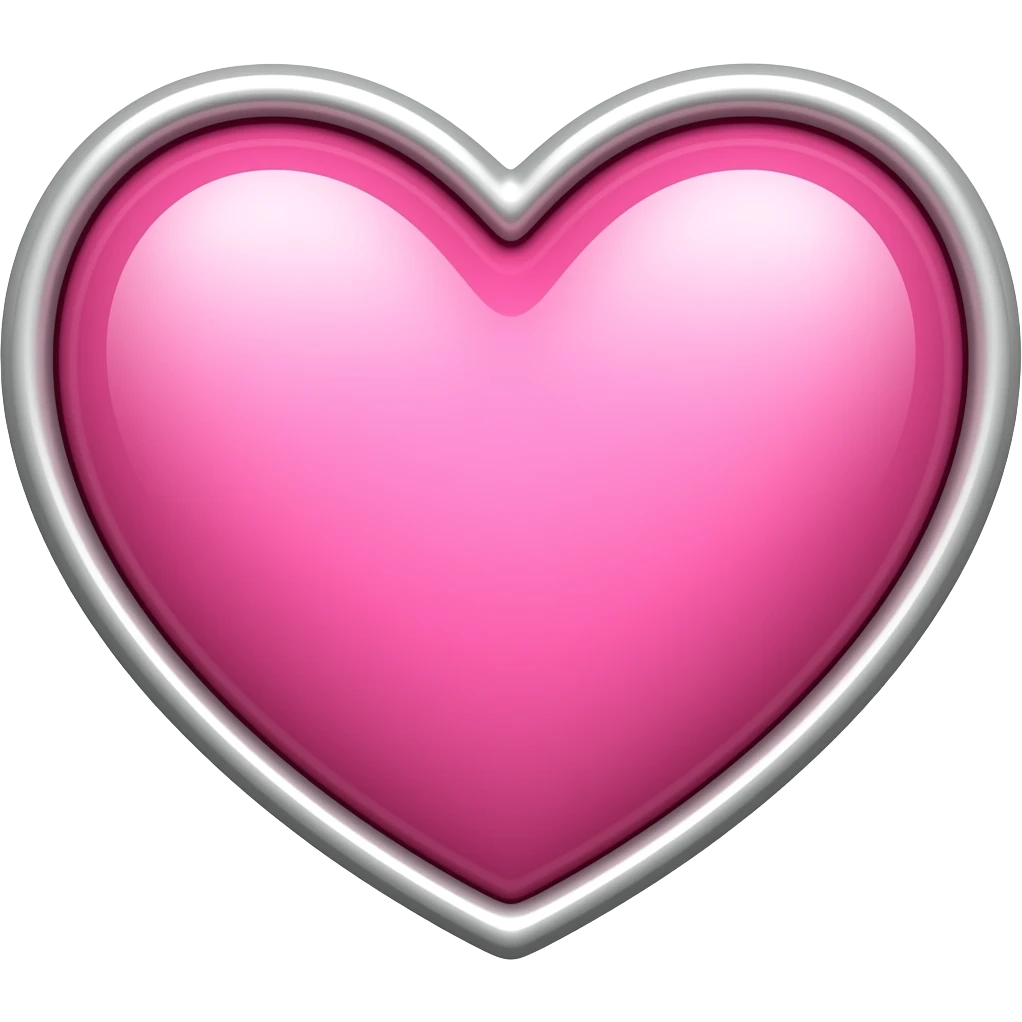 Light bold pink heart with silver chrome accents  💖 emoji