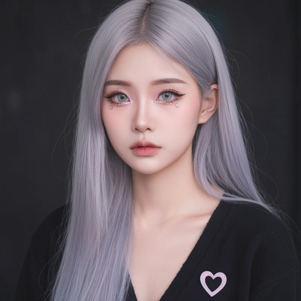 pastel emo profile picture with a heart accent, cute, expressive, minimal, variation 3 emoji