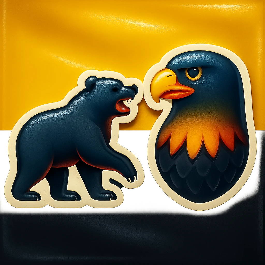 emoji of the Sachsen-Anhalt black bear and eagle, less cartoonish, with the Sachsen-Anhalt flag as background, no text emoji