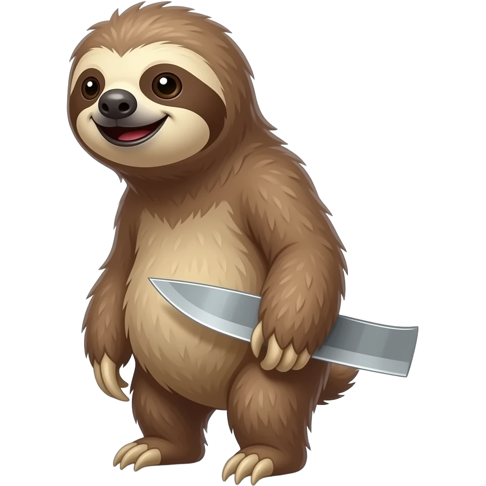 turn back looking askance going smiling evil killer sloth w big knife emoji