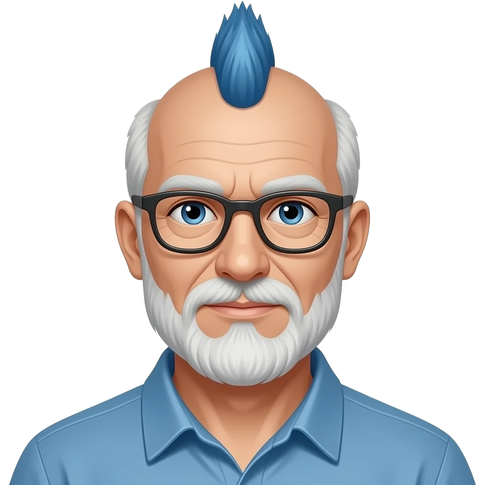 man skin mohawk and blue yes older emoji