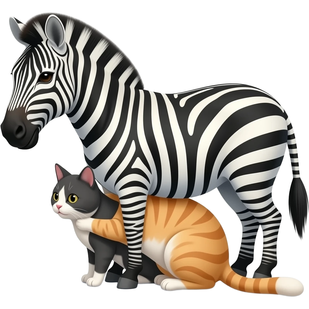 zebra and cat is mating emoji