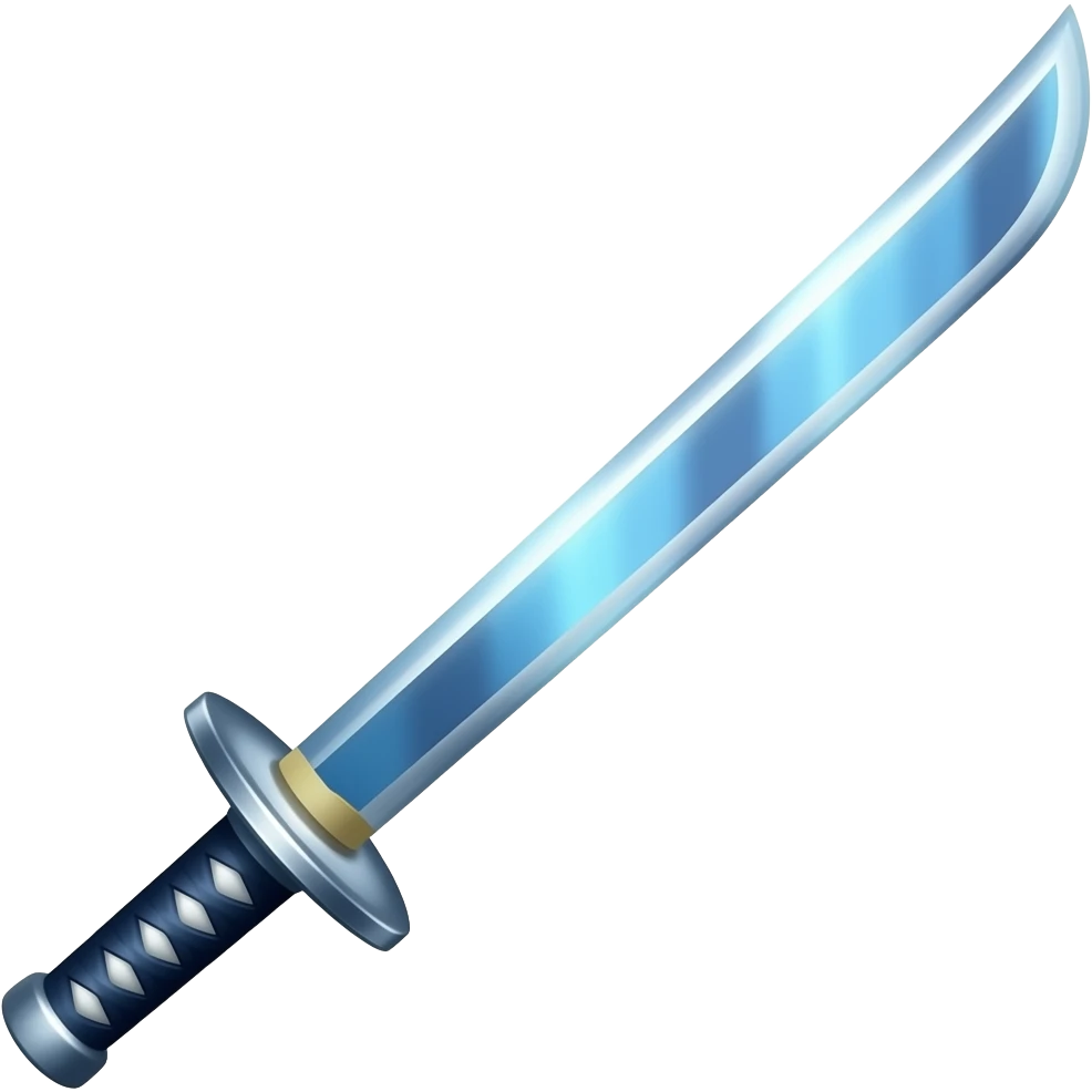 Blue Holographic katana emoji