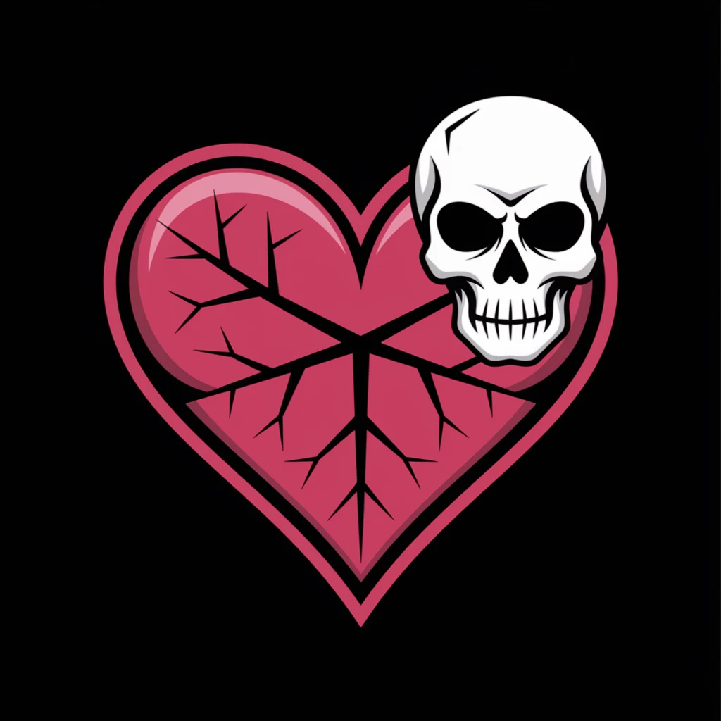 gothic heart with a skull accent emoji