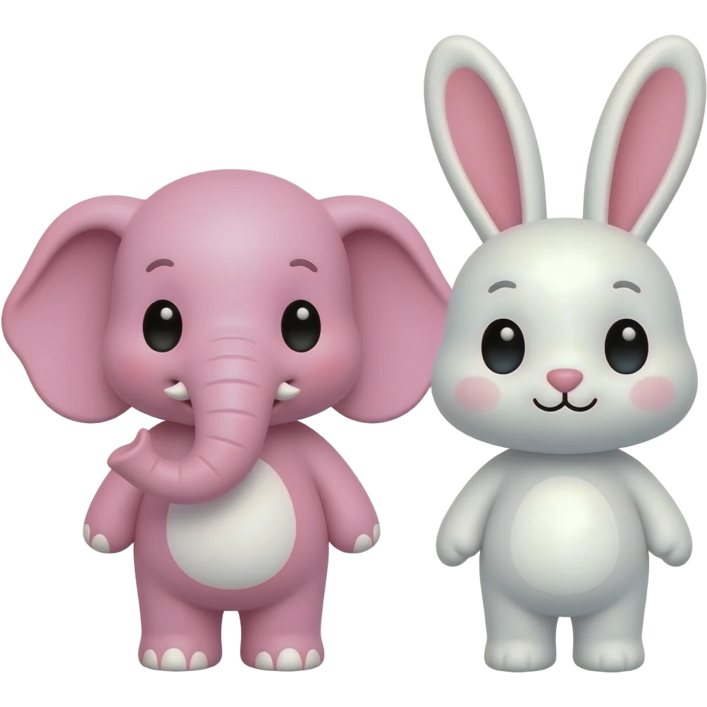 Cute combo Pink elephant bunny emoji