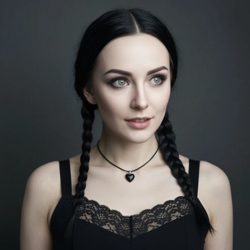 goth profile picture with a heart accent, cute, expressive, minimal, variation 3 emoji