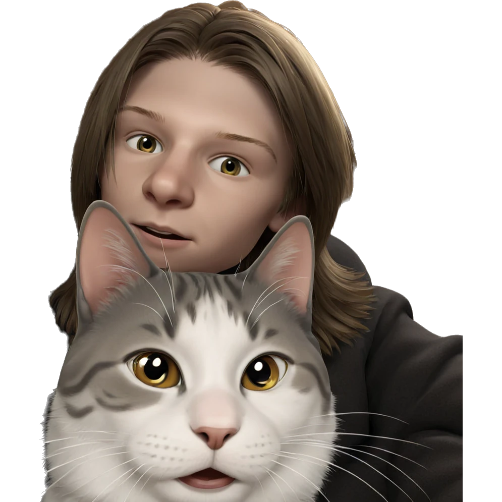 boy with cat indoors emoji