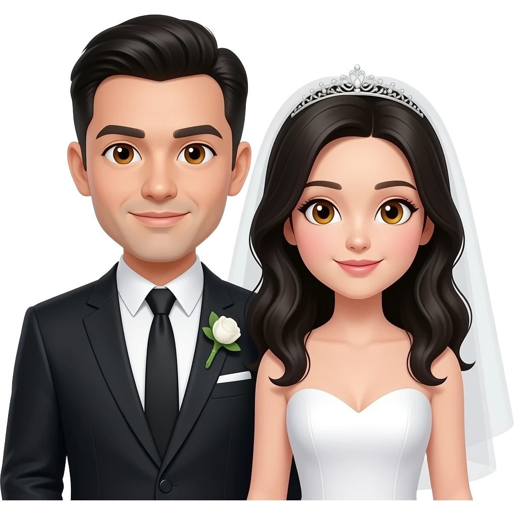 Hombre y mujer se casan mujer pelo negro de ojos miel emoji