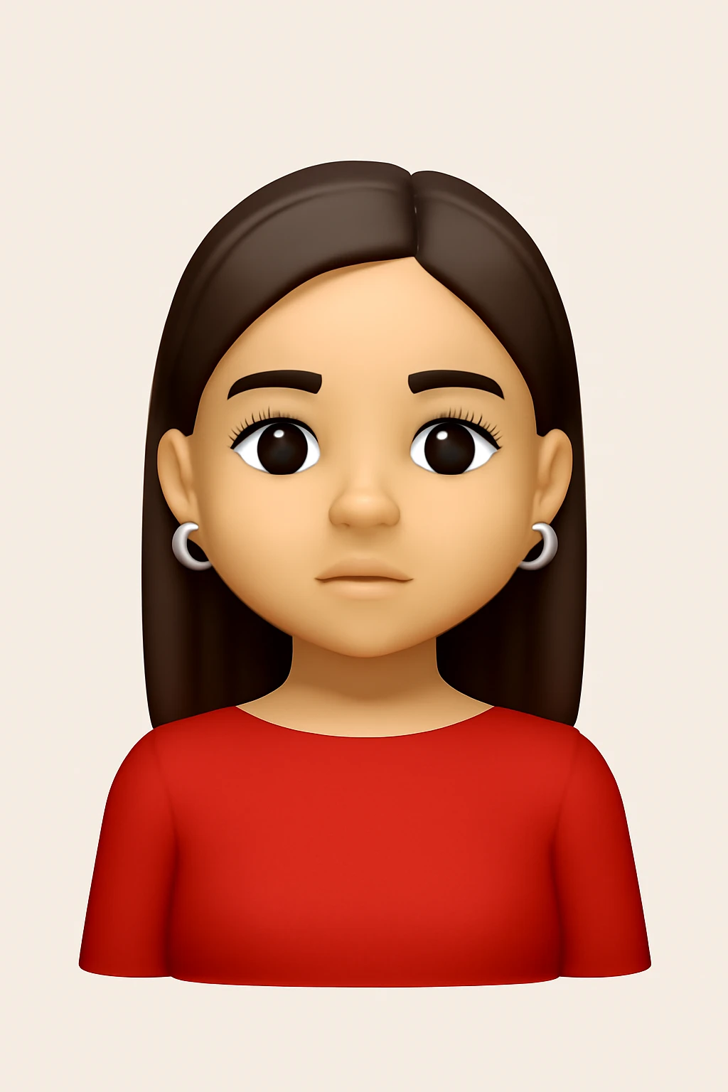 A 3D Apple-style emoji of a generic human character inspired by the uploaded image, simplified and stylized, keeping clothing, pose, and colors similar, but with a neutral and cartoon-like face (no realistic likeness). Smooth glossy finish, soft shadows, high-quality render, minimal background emoji
