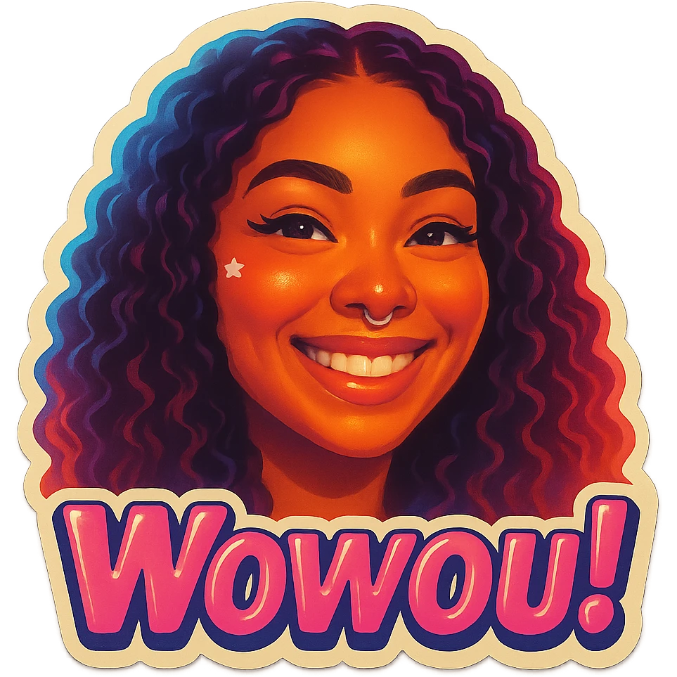 excited smile with mouth closed 
add the words W You! in pink emoji