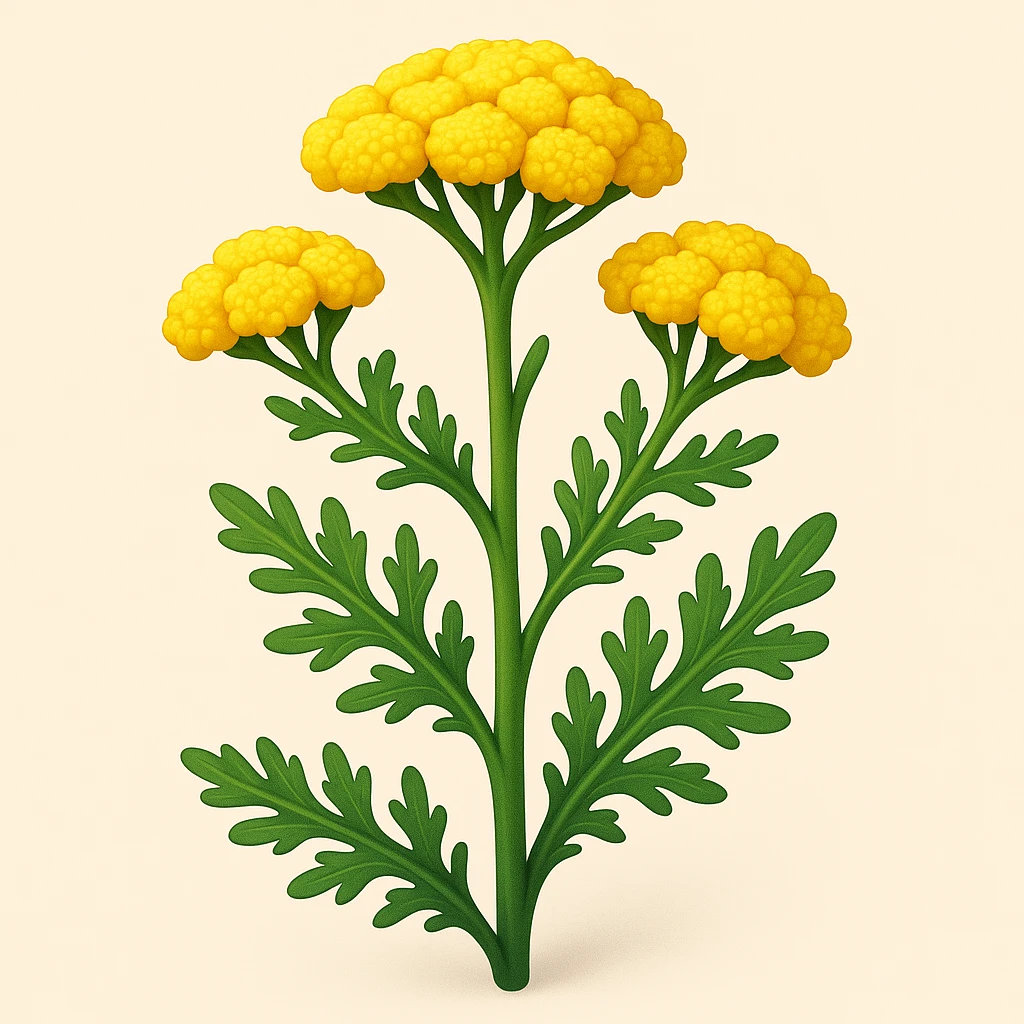 cartoonish yellow yarrow plant in 3D iOS style, volumetric, bright, no faces or smiles, natural form, expressive details emoji