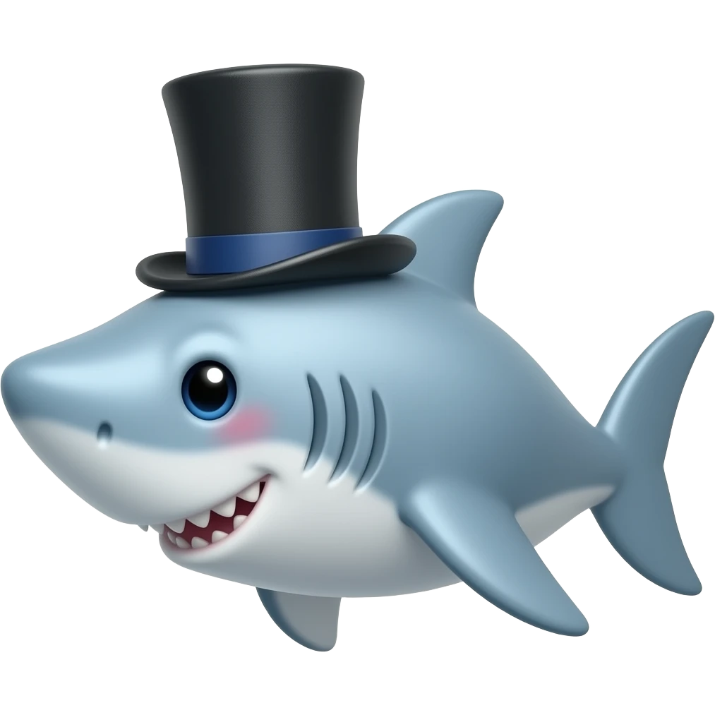 Shark with a top hat emoji