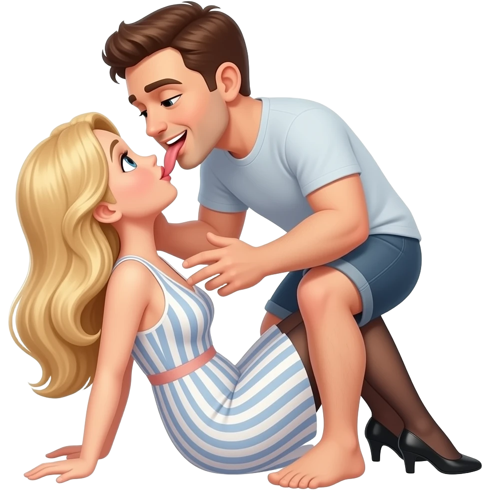 Man giving a blond woman oral sex between her legs emoji