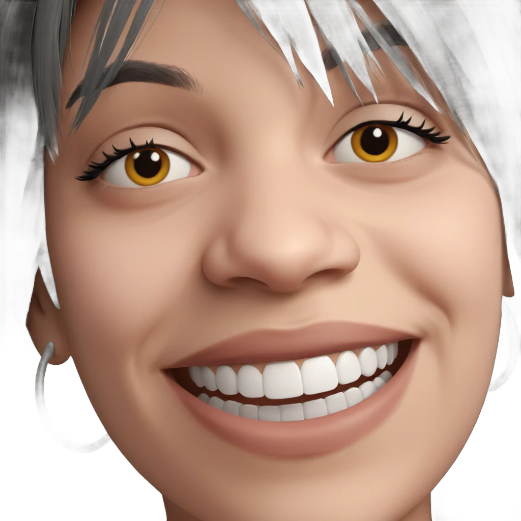 smiling girl with grey hair emoji