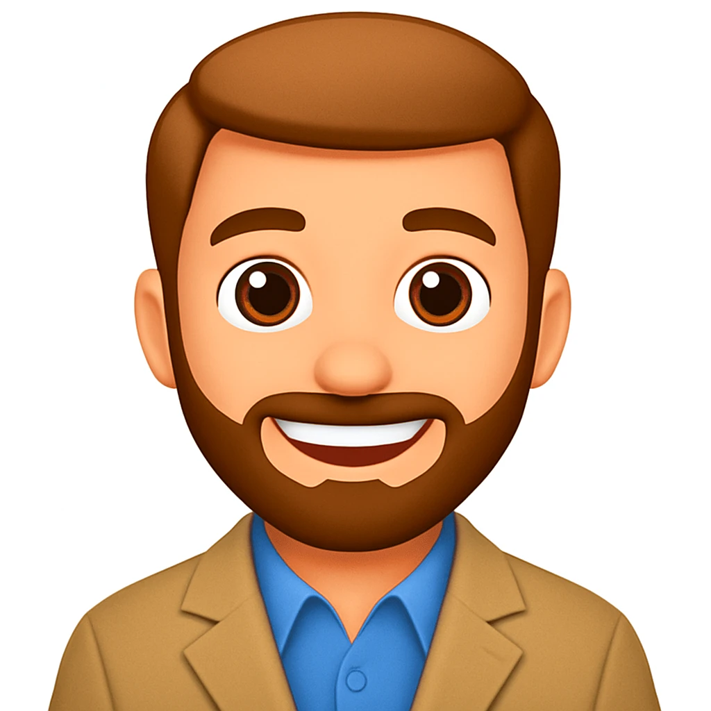 turn the second man in emoji style of the 1st image, match the facial features and clothes  emoji