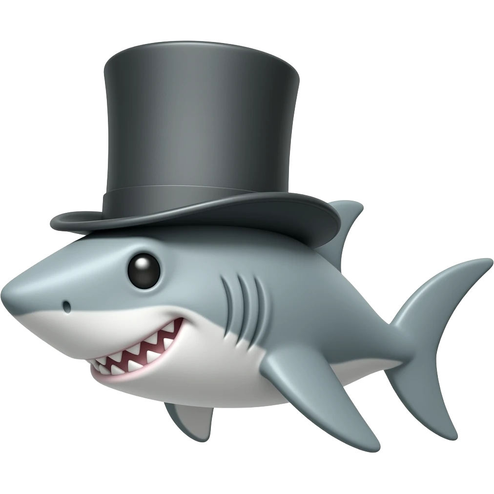 Shark with a top hat emoji