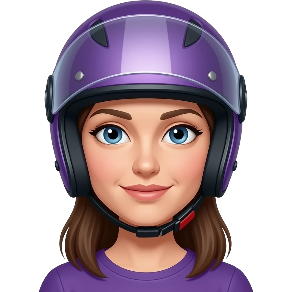 mujer con Casco de moto morado para dama emoji