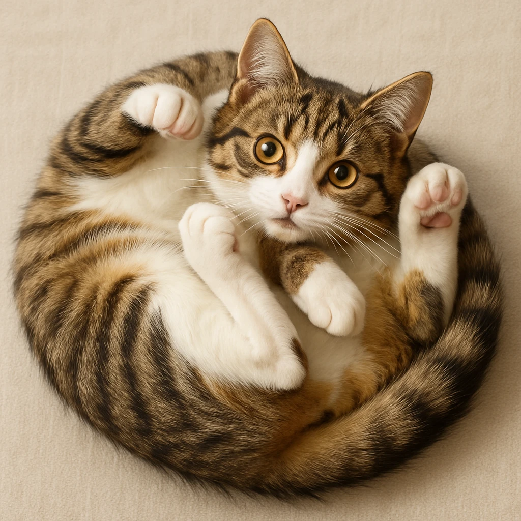 a playful cat curled up emoji