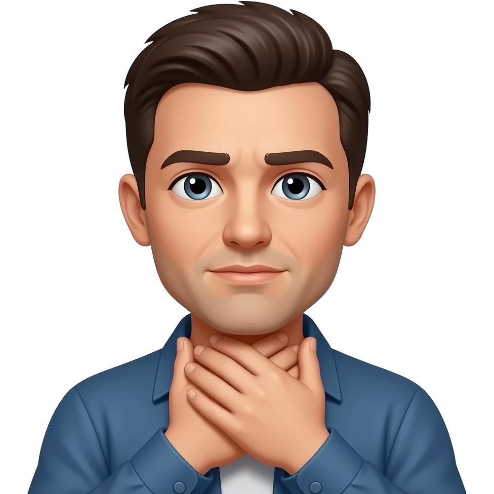 Sinal Universal de Engasgo: A vítima leva as mãos ao pescoço (sinal instintivo de sufocamento). emoji